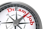 image of a compass pointing to the words dream job